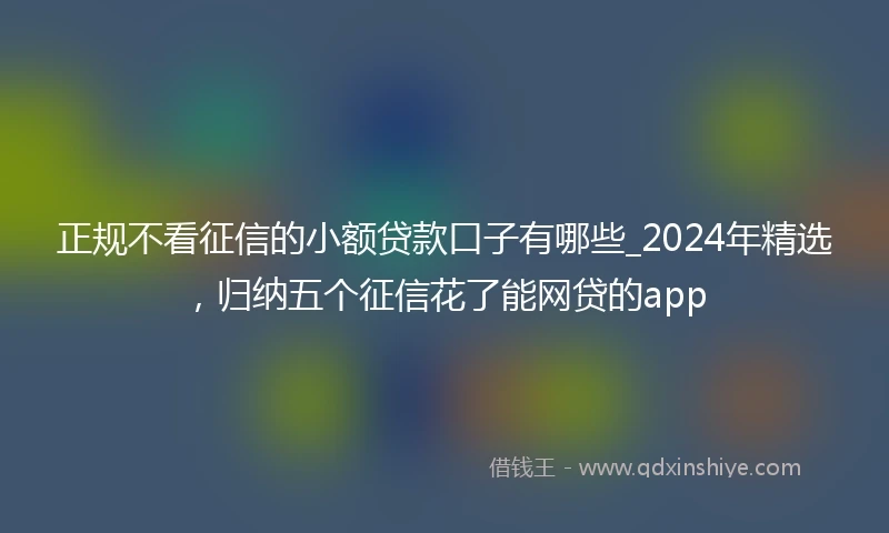 正规不看征信的小额贷款口子有哪些_2024年精选，归纳五个征信花了能网贷的app