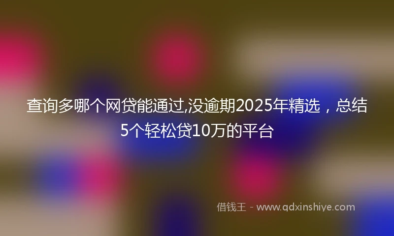 查询多哪个网贷能通过,没逾期2025年精选，总结5个轻松贷10万的平台