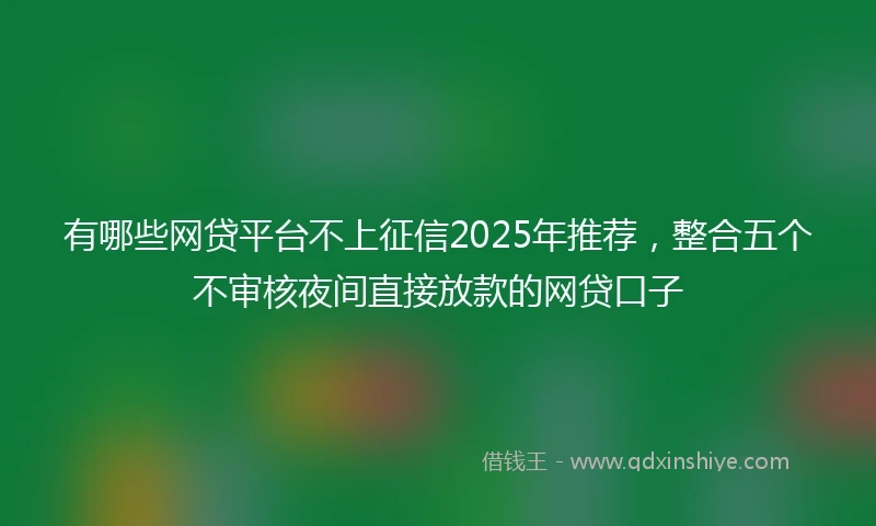 有哪些网贷平台不上征信2025年推荐，整合五个不审核夜间直接放款的网贷口子