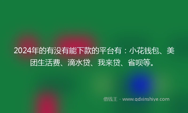 2024年的有没有能下款的平台有：小花钱包、美团生活费、滴水贷、我来贷、省呗等。