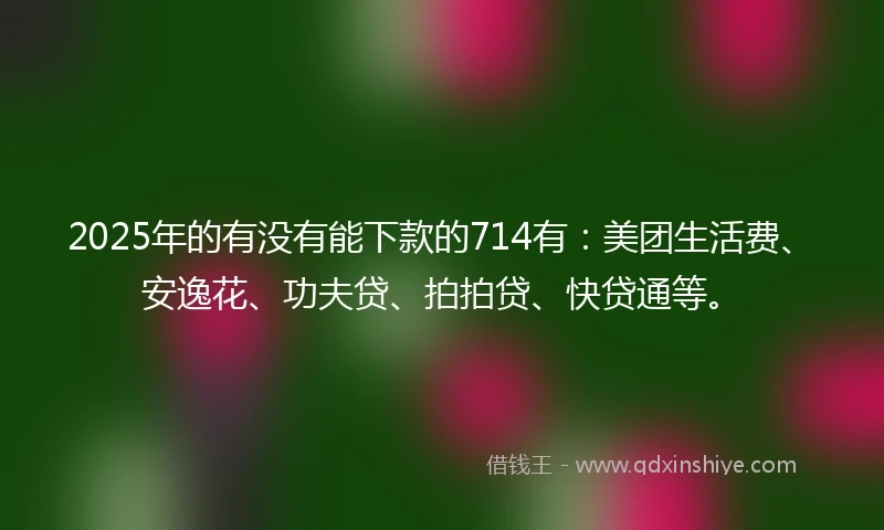 2025年的有没有能下款的714有：美团生活费、安逸花、功夫贷、拍拍贷、快贷通等。