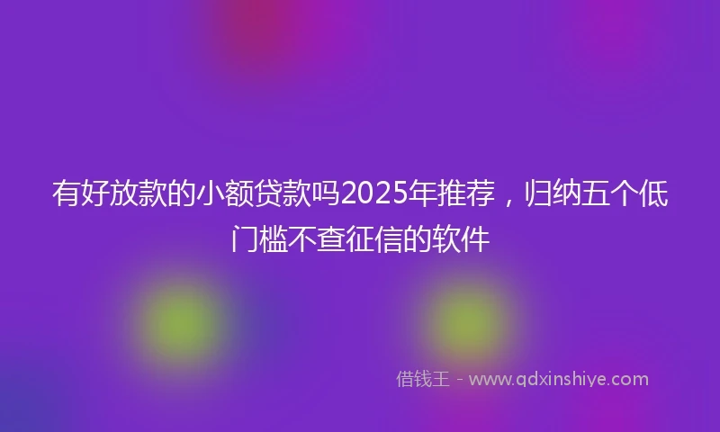 有好放款的小额贷款吗2025年推荐，归纳五个低门槛不查征信的软件