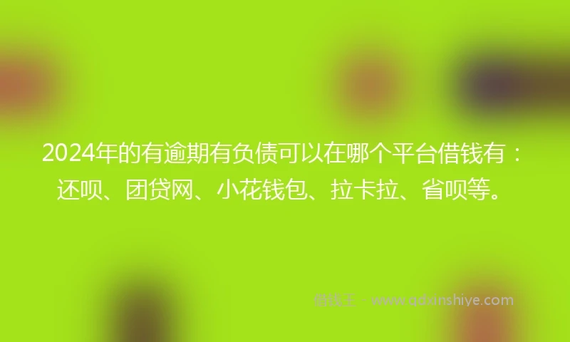 2024年的有逾期有负债可以在哪个平台借钱有：还呗、团贷网、小花钱包、拉卡拉、省呗等。