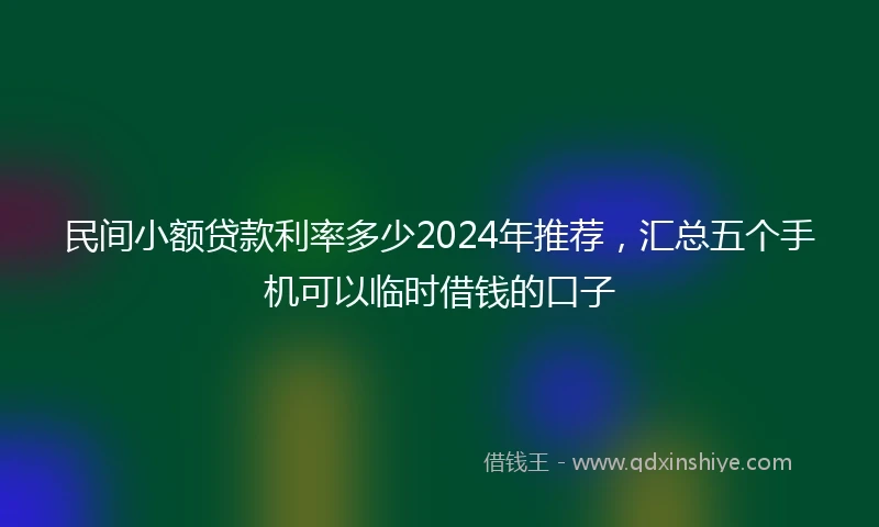 民间小额贷款利率多少2024年推荐，汇总五个手机可以临时借钱的口子