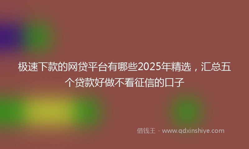 极速下款的网贷平台有哪些2025年精选，汇总五个贷款好做不看征信的口子