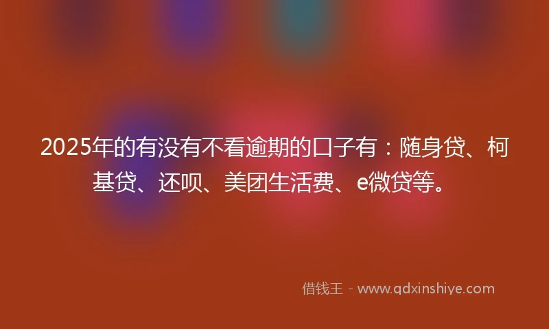 2025年的有没有不看逾期的口子有：随身贷、柯基贷、还呗、美团生活费、e微贷等。