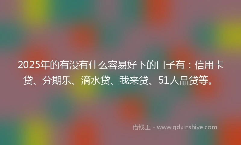 2025年的有没有什么容易好下的口子有：信用卡贷、分期乐、滴水贷、我来贷、51人品贷等。
