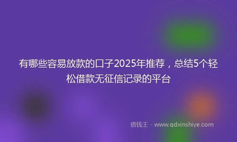 有哪些容易放款的口子2025年推荐，总结5个轻松借款无征信记录的平台