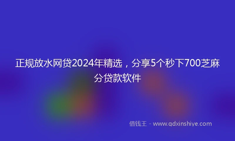 正规放水网贷2024年精选，分享5个秒下700芝麻分贷款软件