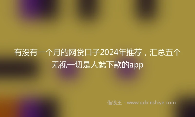 有没有一个月的网贷口子2024年推荐，汇总五个无视一切是人就下款的app