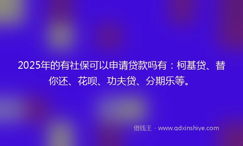 2025年的有社保可以申请贷款吗有：柯基贷、替你还、花呗、功夫贷、分期乐等。