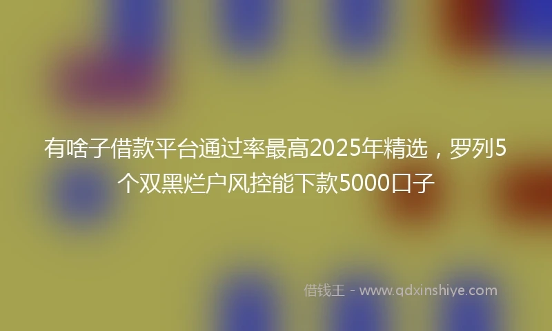 有啥子借款平台通过率最高2025年精选，罗列5个双黑烂户风控能下款5000口子