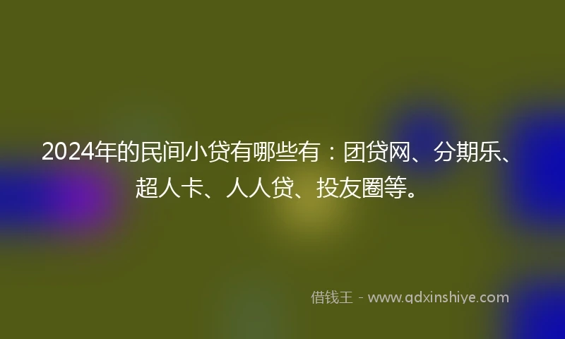 2024年的民间小贷有哪些有：团贷网、分期乐、超人卡、人人贷、投友圈等。