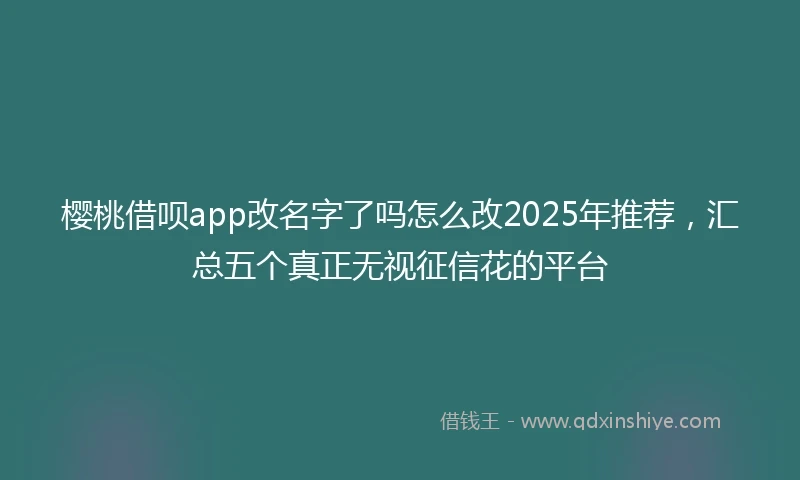 樱桃借呗app改名字了吗怎么改2025年推荐，汇总五个真正无视征信花的平台