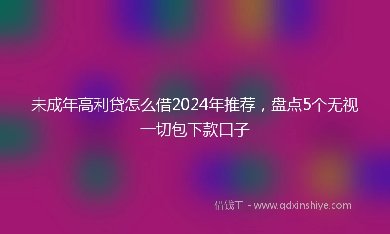 未成年高利贷怎么借2024年推荐，盘点5个无视一切包下款口子