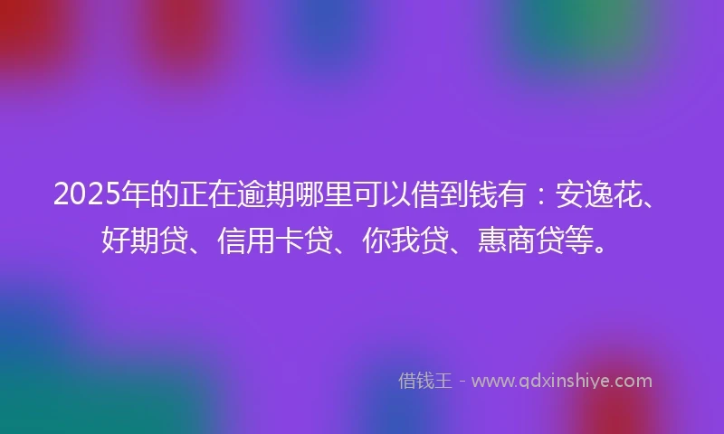 2025年的正在逾期哪里可以借到钱有:安逸花、好期贷、信用卡贷、你我贷、惠商贷等。