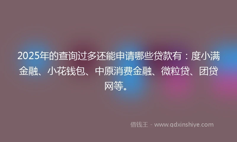 2025年的查询过多还能申请哪些贷款有：度小满金融、小花钱包、中原消费金融、微粒贷、团贷网等。