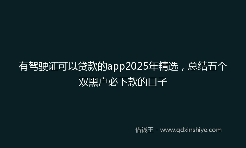 有驾驶证可以贷款的app2025年精选，总结五个双黑户必下款的口子