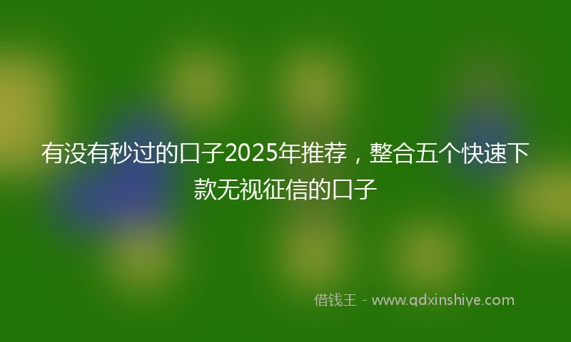 有没有秒过的口子2025年推荐，整合五个快速下款无视征信的口子