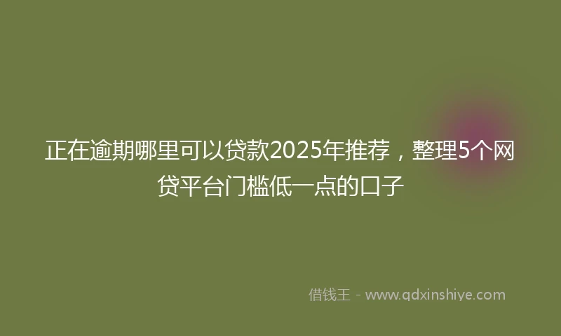 正在逾期哪里可以贷款2025年推荐，整理5个网贷平台门槛低一点的口子