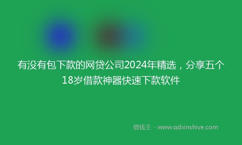 有没有包下款的网贷公司2024年精选，分享五个18岁借款神器快速下款软件