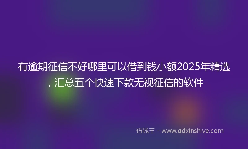 有逾期征信不好哪里可以借到钱小额2025年精选，汇总五个快速下款无视征信的软件