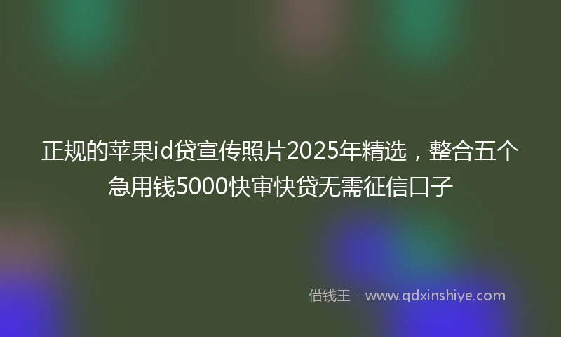 正规的苹果id贷宣传照片2025年精选，整合五个急用钱5000快审快贷无需征信口子