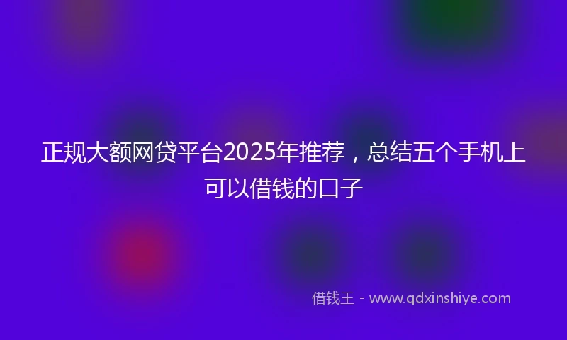 正规大额网贷平台2025年推荐，总结五个手机上可以借钱的口子