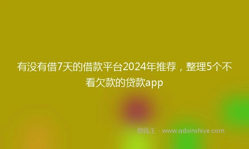 有没有借7天的借款平台2024年推荐，整理5个不看欠款的贷款app