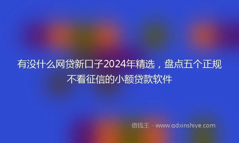 有没什么网贷新口子2024年精选，盘点五个正规不看征信的小额贷款软件