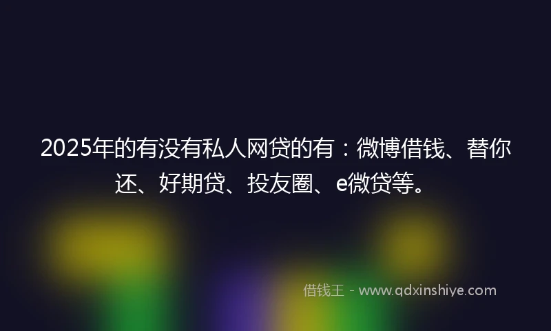 2025年的有没有私人网贷的有：微博借钱、替你还、好期贷、投友圈、e微贷等。