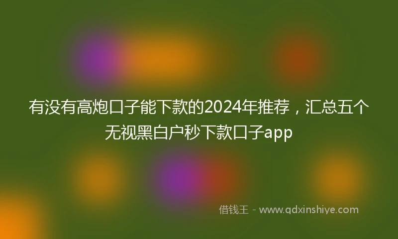 有没有高炮口子能下款的2024年推荐，汇总五个无视黑白户秒下款口子app