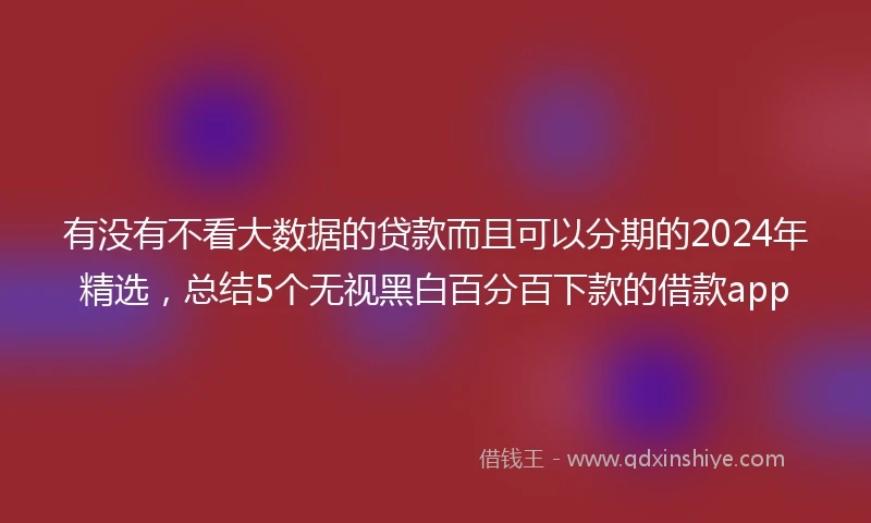 有没有不看大数据的贷款而且可以分期的2024年精选，总结5个无视黑白百分百下款的借款app