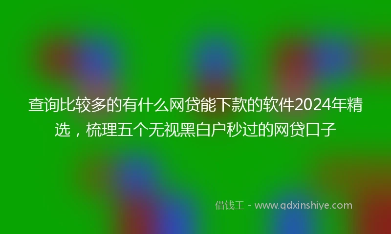 查询比较多的有什么网贷能下款的软件2024年精选，梳理五个无视黑白户秒过的网贷口子