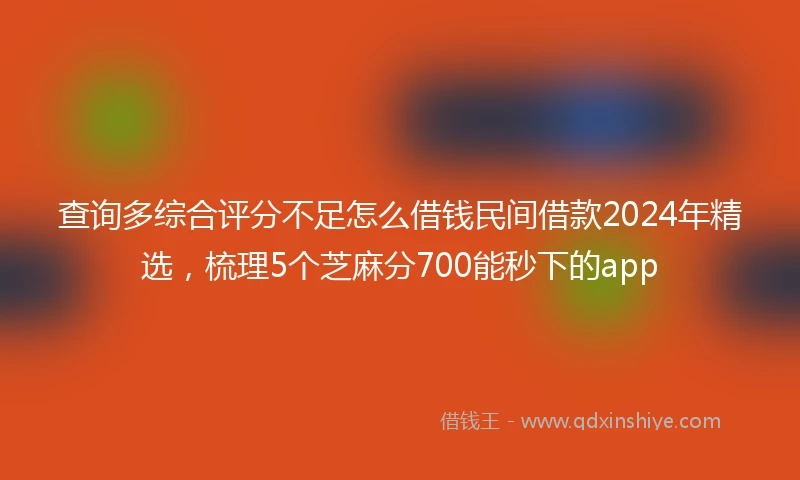 查询多综合评分不足怎么借钱民间借款2024年精选，梳理5个芝麻分700能秒下的app