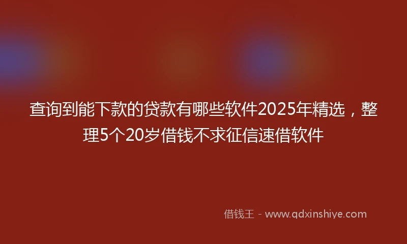查询到能下款的贷款有哪些软件2025年精选，整理5个20岁借钱不求征信速借软件