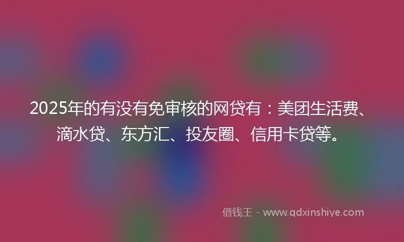 2025年的有没有免审核的网贷有：美团生活费、滴水贷、东方汇、投友圈、信用卡贷等。