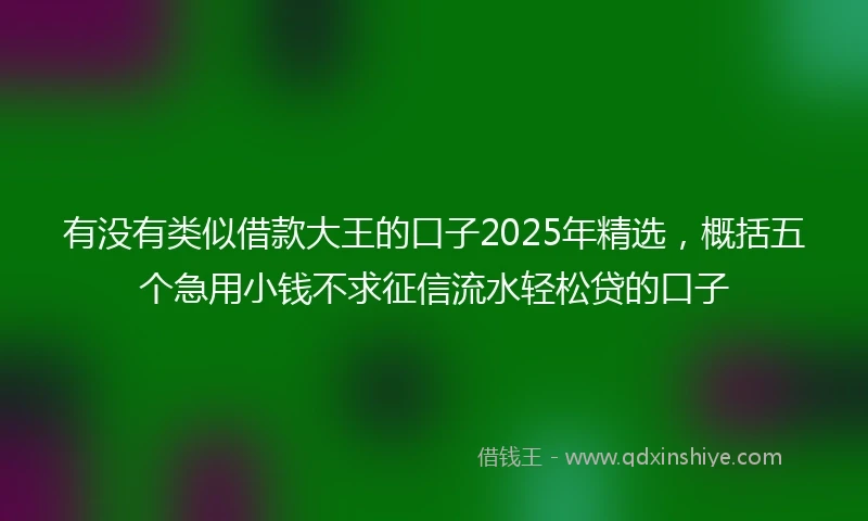 有没有类似借款大王的口子2025年精选，概括五个急用小钱不求征信流水轻松贷的口子