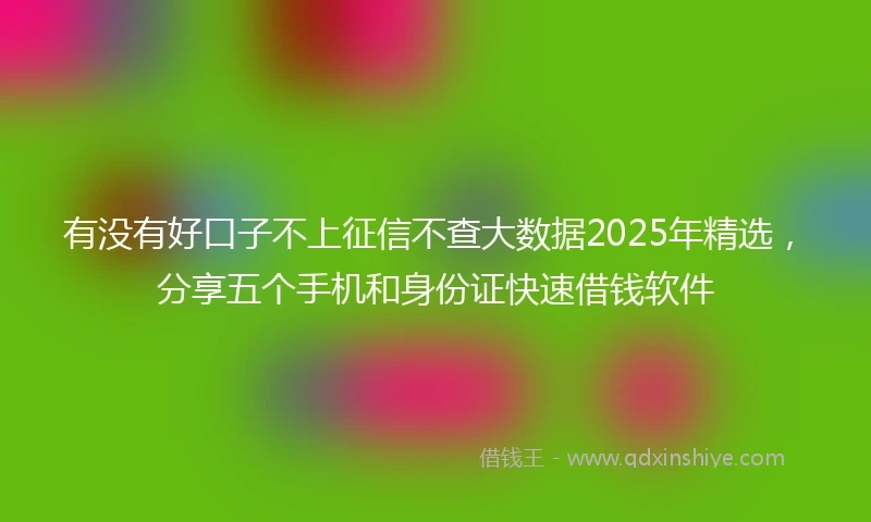 有没有好口子不上征信不查大数据2025年精选，分享五个手机和身份证快速借钱软件