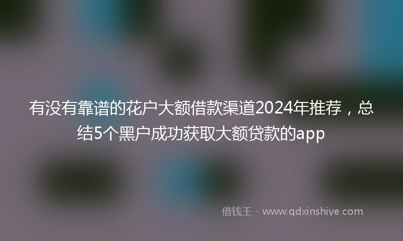有没有靠谱的花户大额借款渠道2024年推荐，总结5个黑户成功获取大额贷款的app