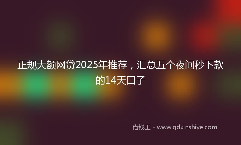 正规大额网贷2025年推荐，汇总五个夜间秒下款的14天口子