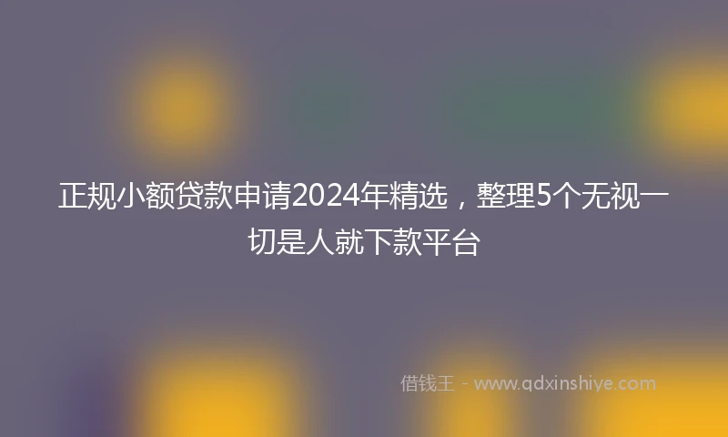 正规小额贷款申请2024年精选，整理5个无视一切是人就下款平台