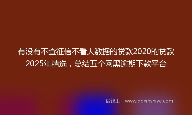 有没有不查征信不看大数据的贷款2020的贷款2025年精选，总结五个网黑逾期下款平台