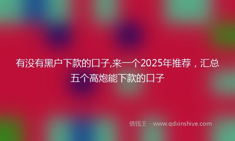 有没有黑户下款的口子,来一个2025年推荐，汇总五个高炮能下款的口子