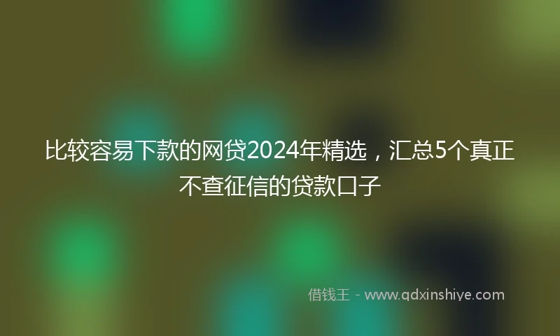 比较容易下款的网贷2024年精选，汇总5个真正不查征信的贷款口子