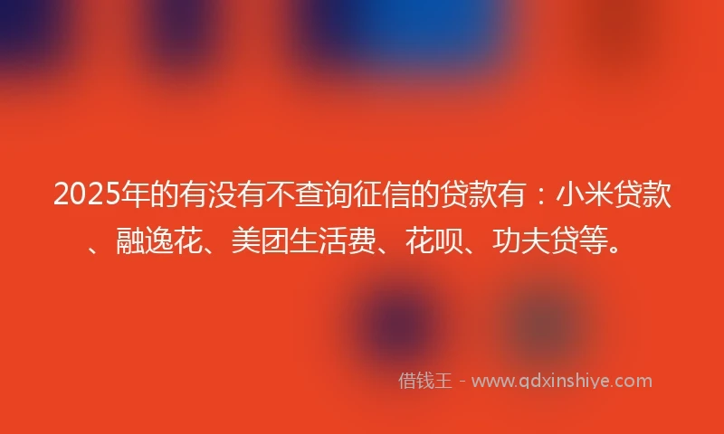 2025年的有没有不查询征信的贷款有：小米贷款、融逸花、美团生活费、花呗、功夫贷等。