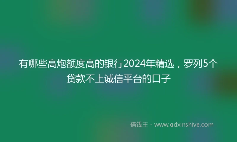 有哪些高炮额度高的银行2024年精选，罗列5个贷款不上诚信平台的口子