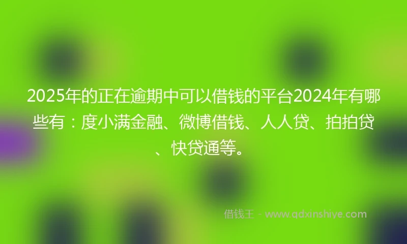 2025年的正在逾期中可以借钱的平台2024年有哪些有：度小满金融、微博借钱、人人贷、拍拍贷、快贷通等。