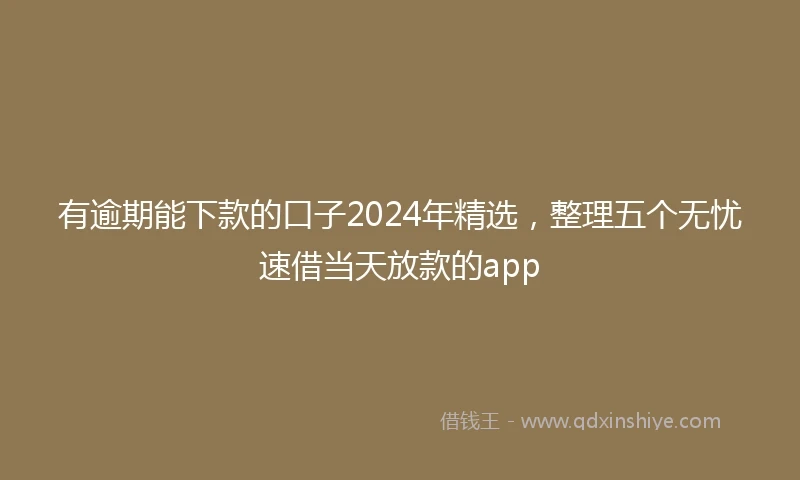 有逾期能下款的口子2024年精选，整理五个无忧速借当天放款的app
