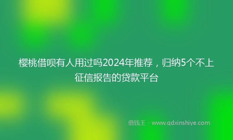 樱桃借呗有人用过吗2024年推荐，归纳5个不上征信报告的贷款平台